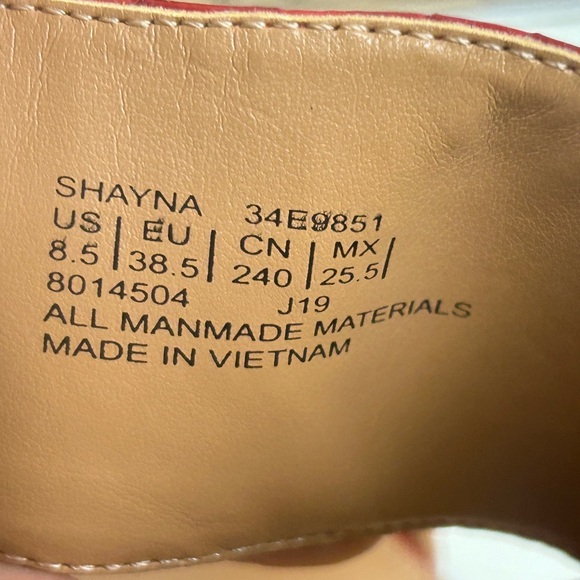 CALVIN KLEIN: ‘Shayna’ PVC Red Mule Heel Sandal - Picture 3 of 4